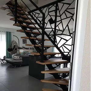 escalier bois metal rembarde motifs